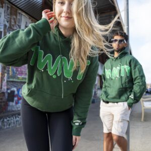 green hoodie